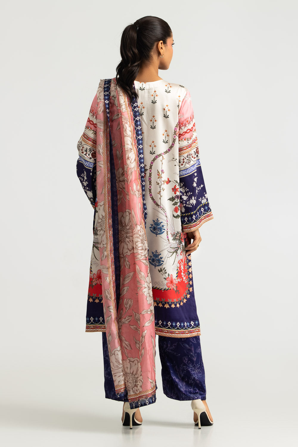 3PC Charmeuse Silk Printed Suit