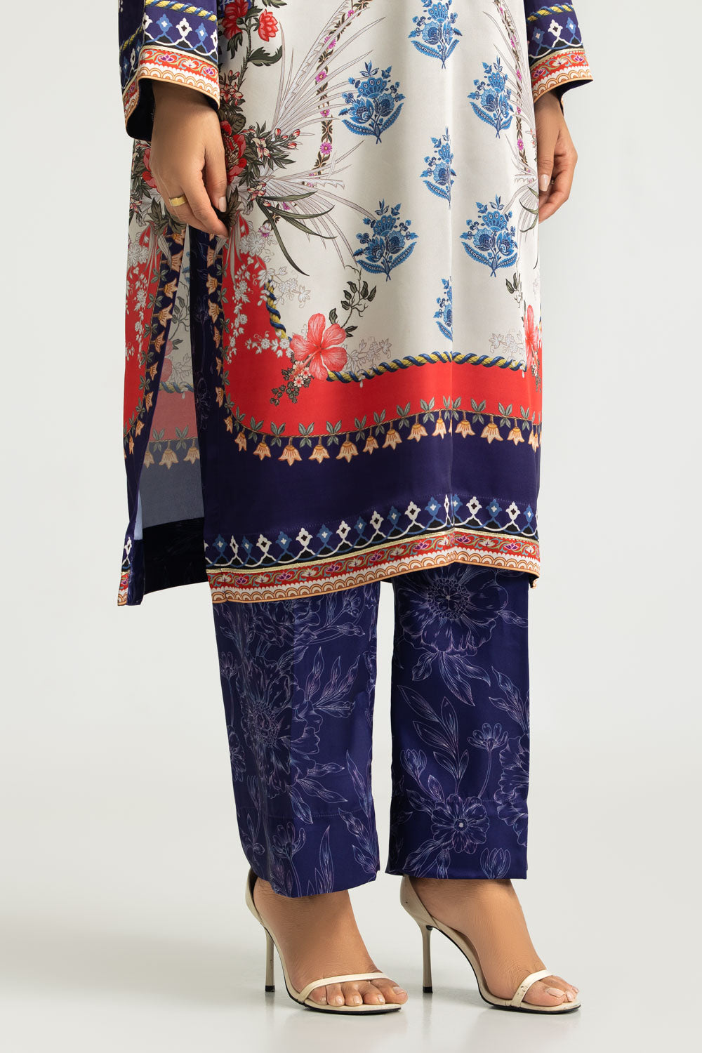 3PC Charmeuse Silk Printed Suit