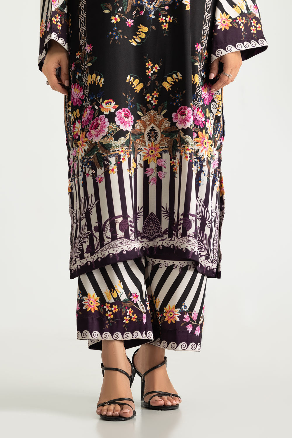 3PC Charmeuse Silk Printed Suit