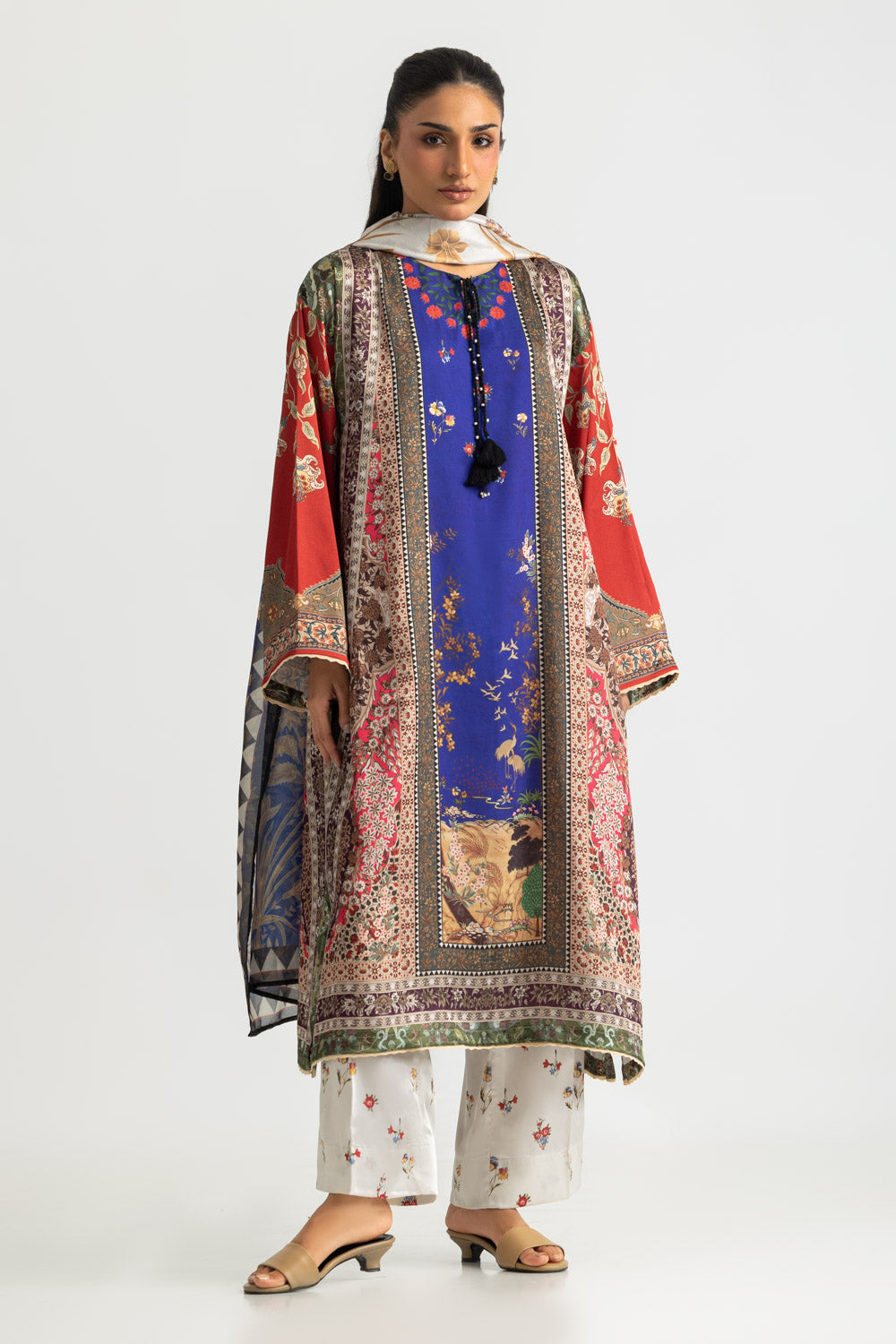 3PC Charmeuse Silk Printed Suit