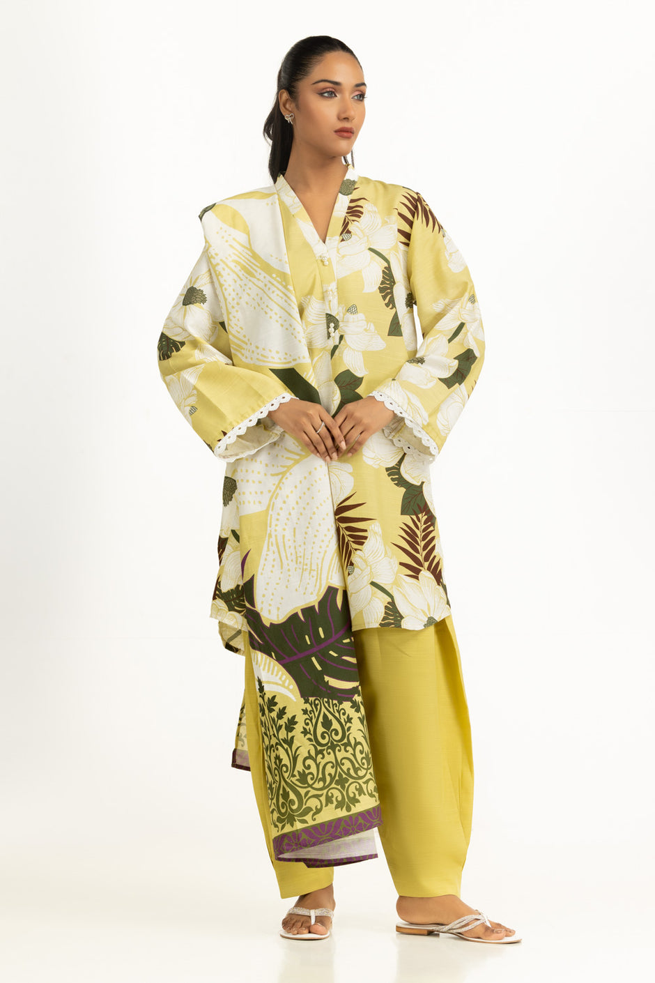 3PC Corduroy Printed Suit