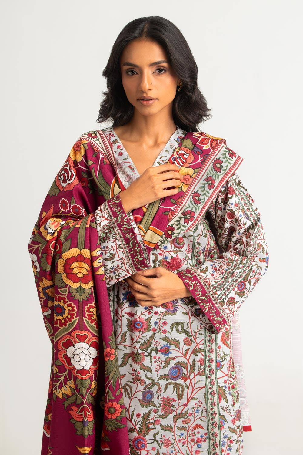3PC Corduroy Printed Suit