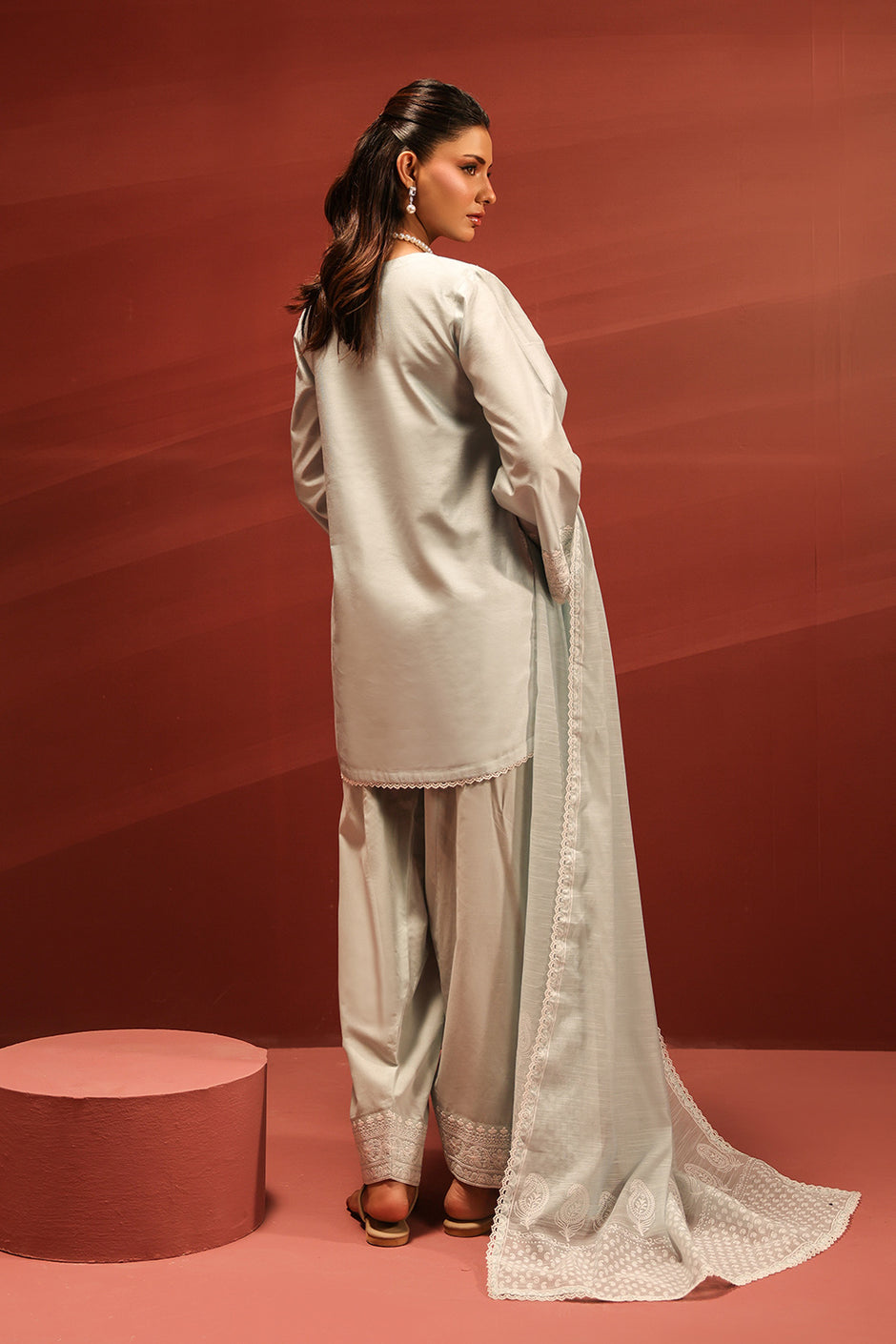 3PC Cotton Embroidered Suit