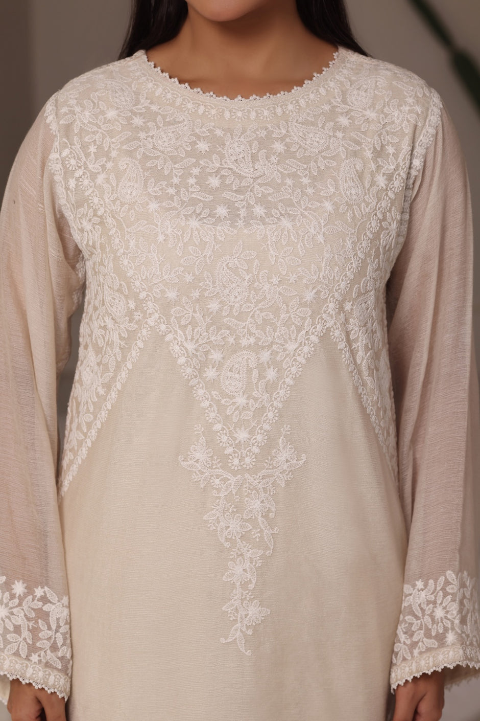 3PC Cotton Net Embroidered Suit