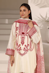 3PC Cotton Net Embroidered Suit