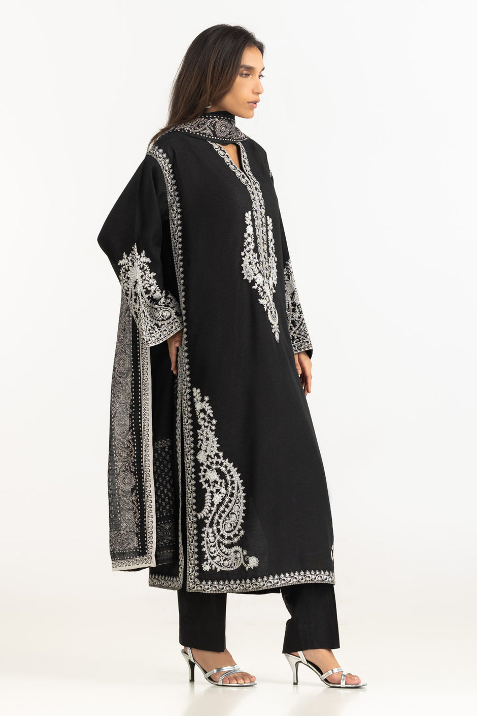 3PC Cotton Net Embroidered Suit
