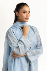 3PC Cotton Net Embroidered Suit IUSTKSD-1084