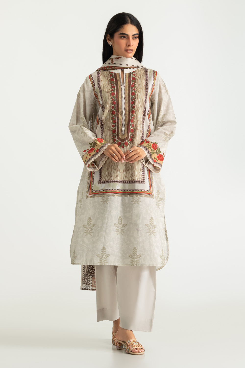 3PC Cotton Printed Suit