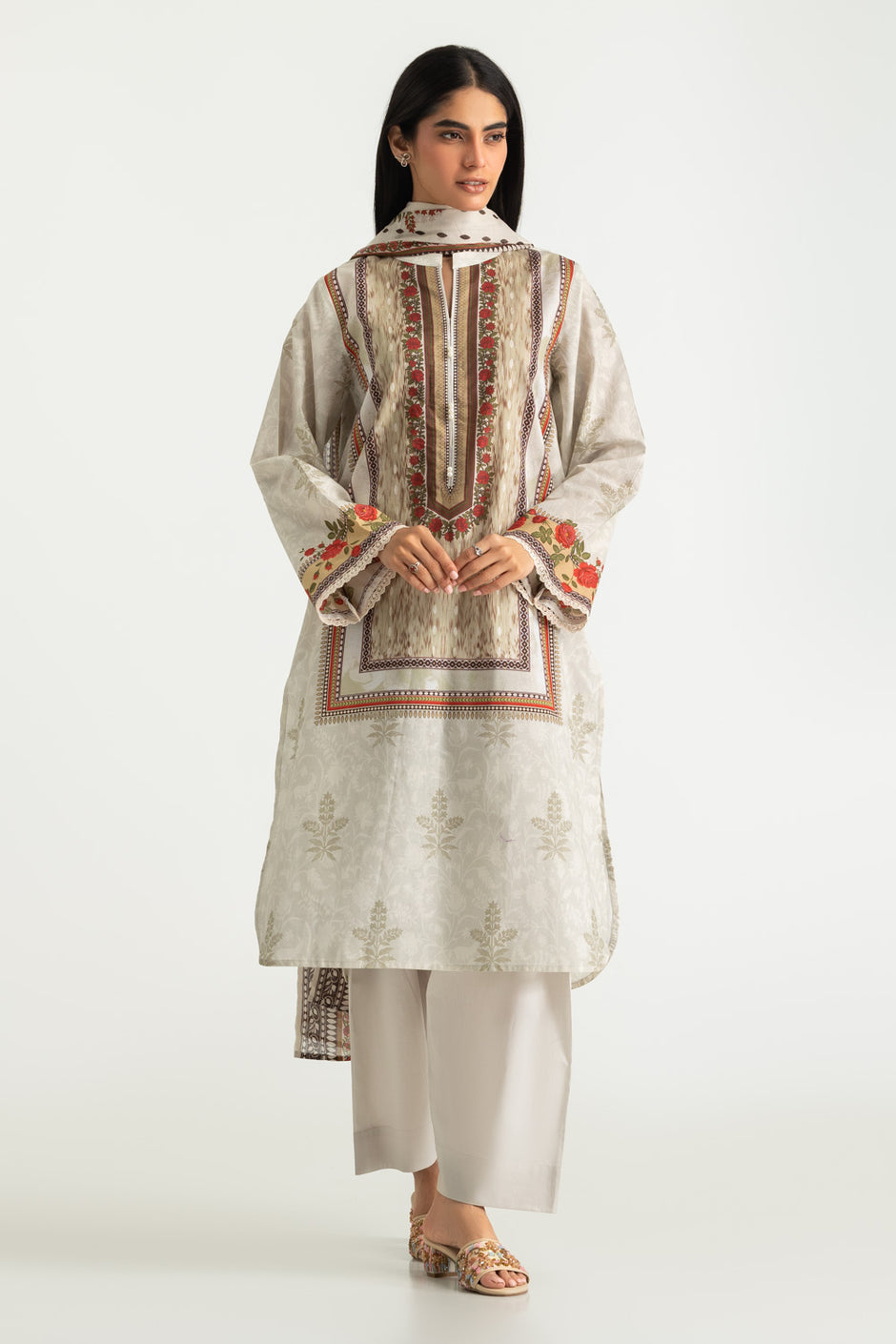 3PC Cotton Printed Suit