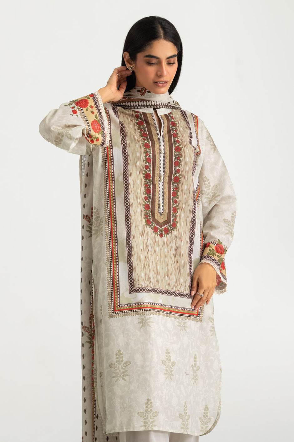 3PC Cotton Printed Suit