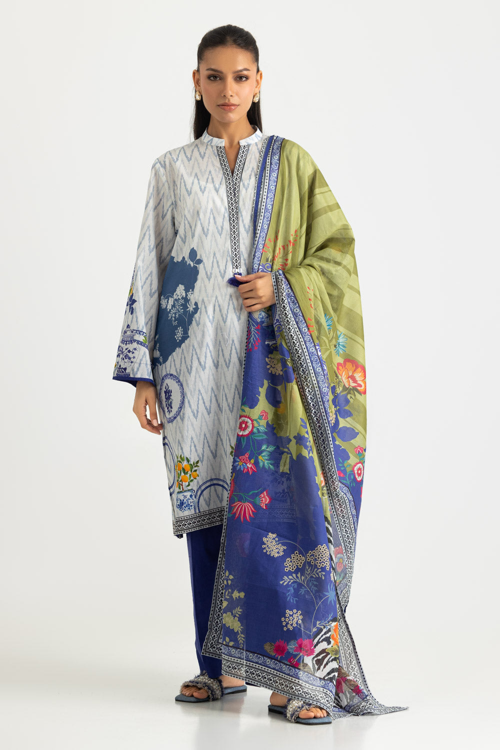 3PC Cotton Printed Suit