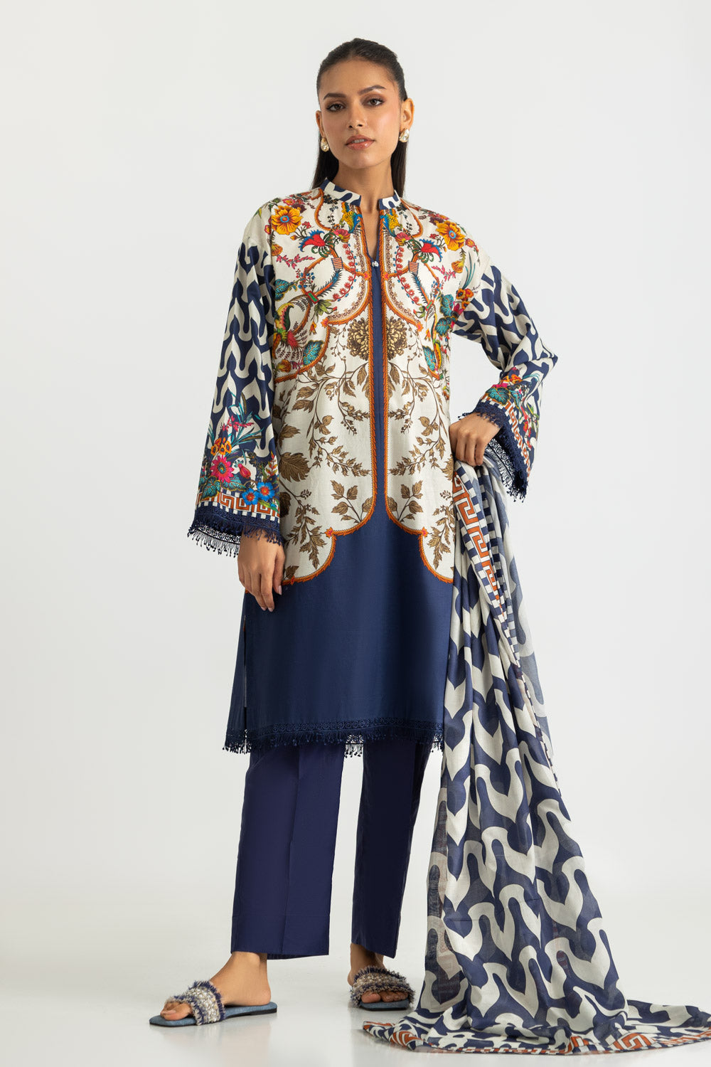 3PC Cotton Printed Suit