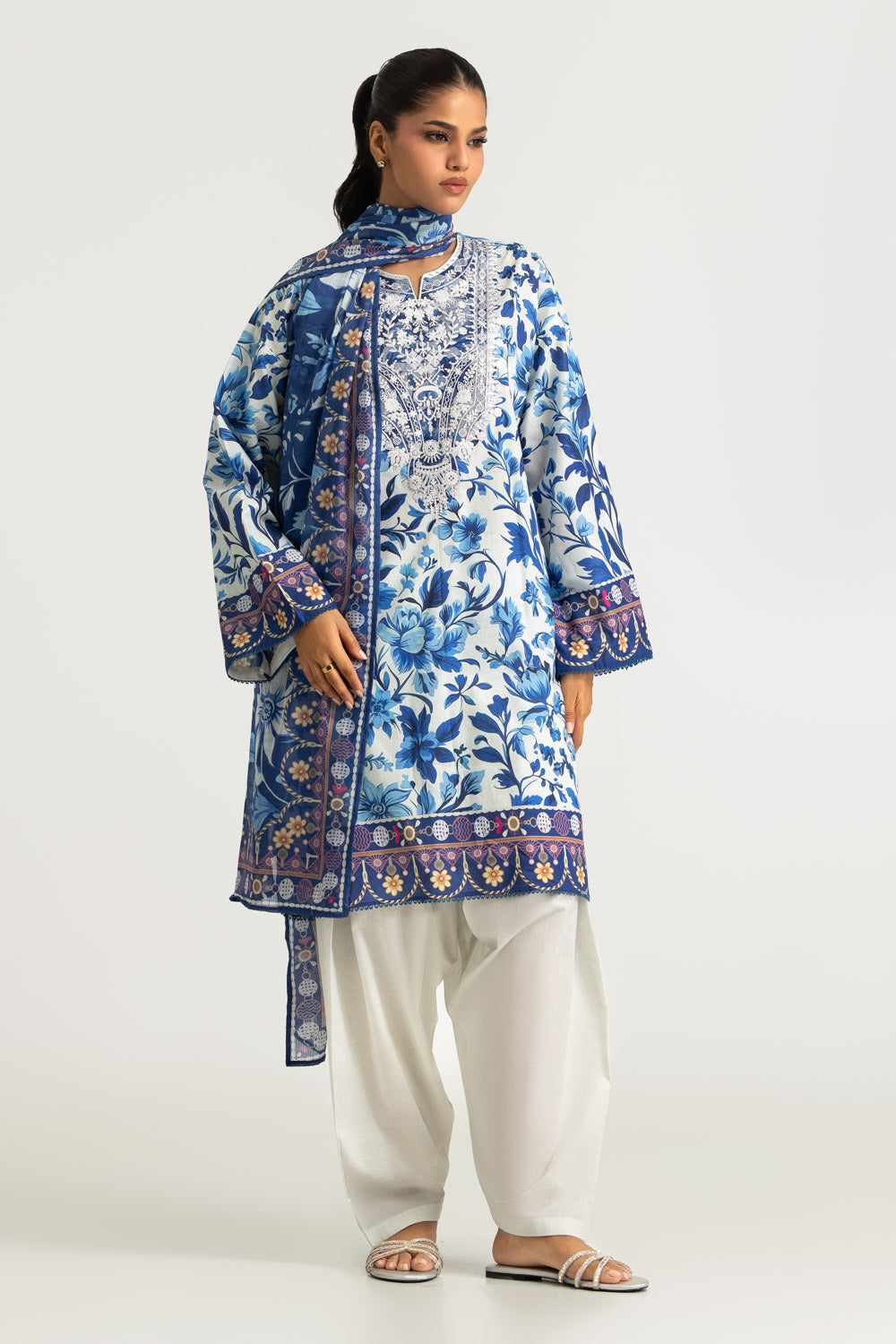 3PC Cotton Printed Suit