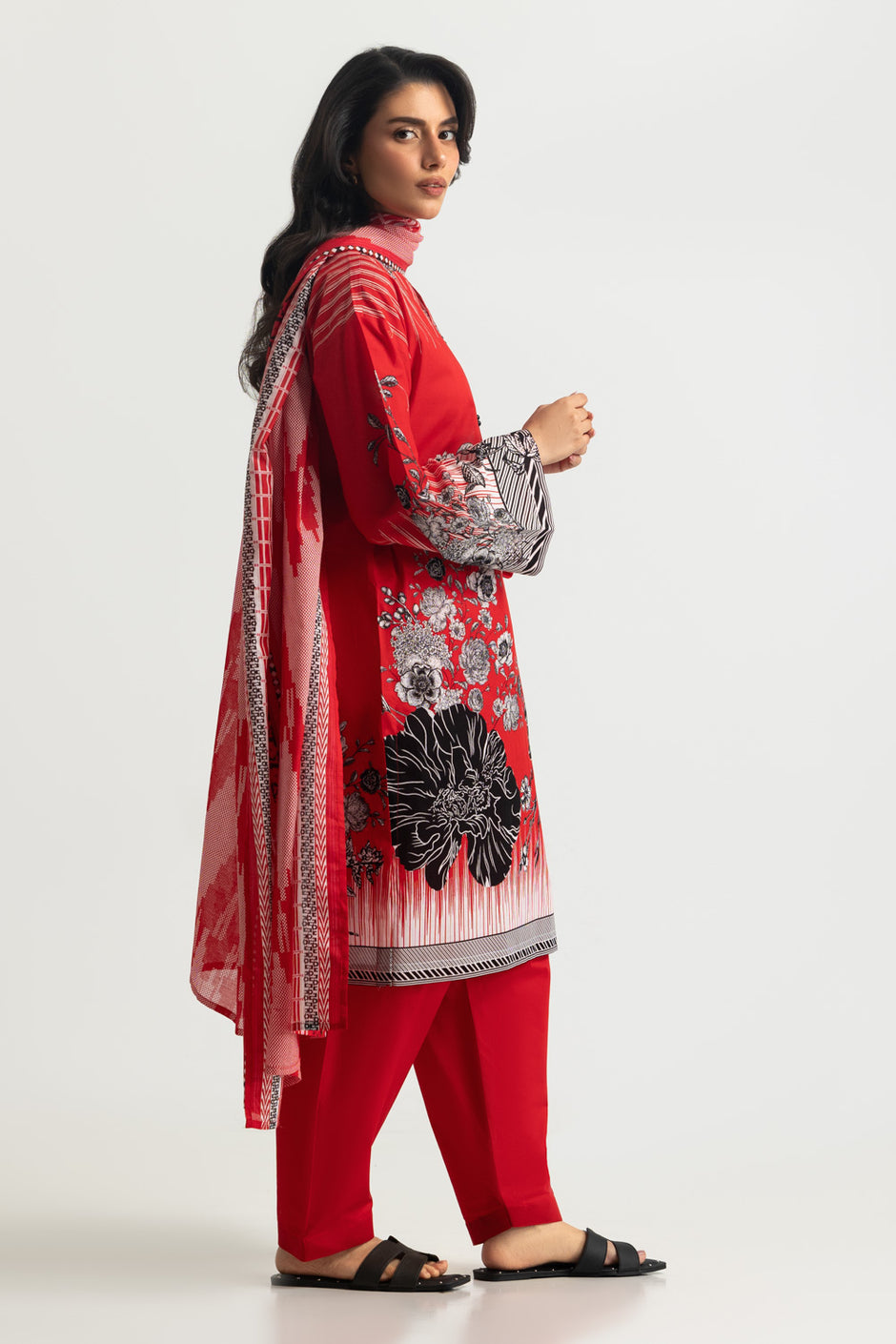 3PC Cotton Printed Suit