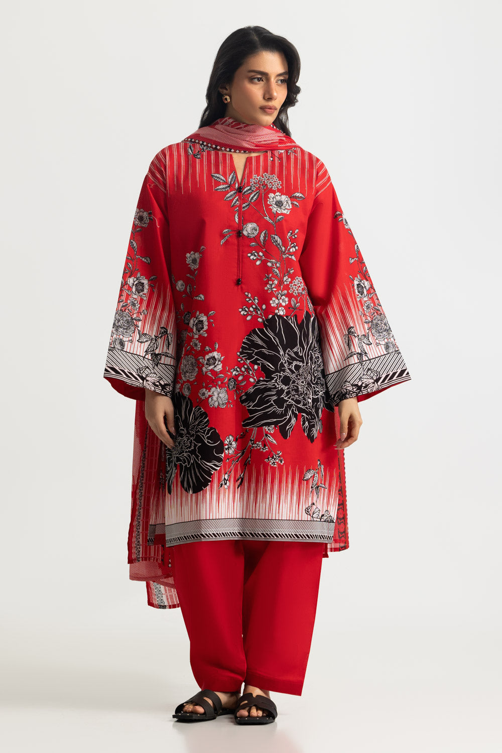3PC Cotton Printed Suit