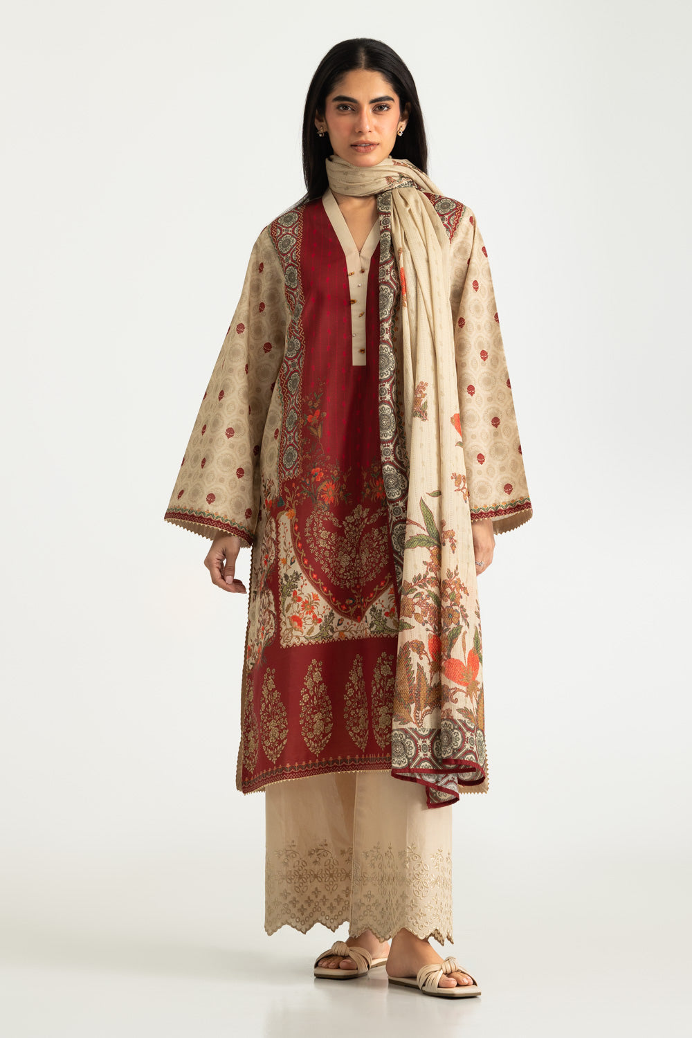 3PC Cotton Printed Suit