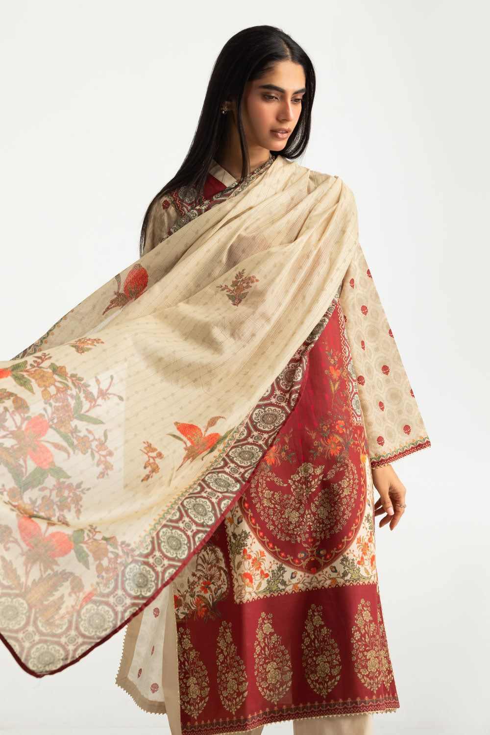3PC Cotton Printed Suit