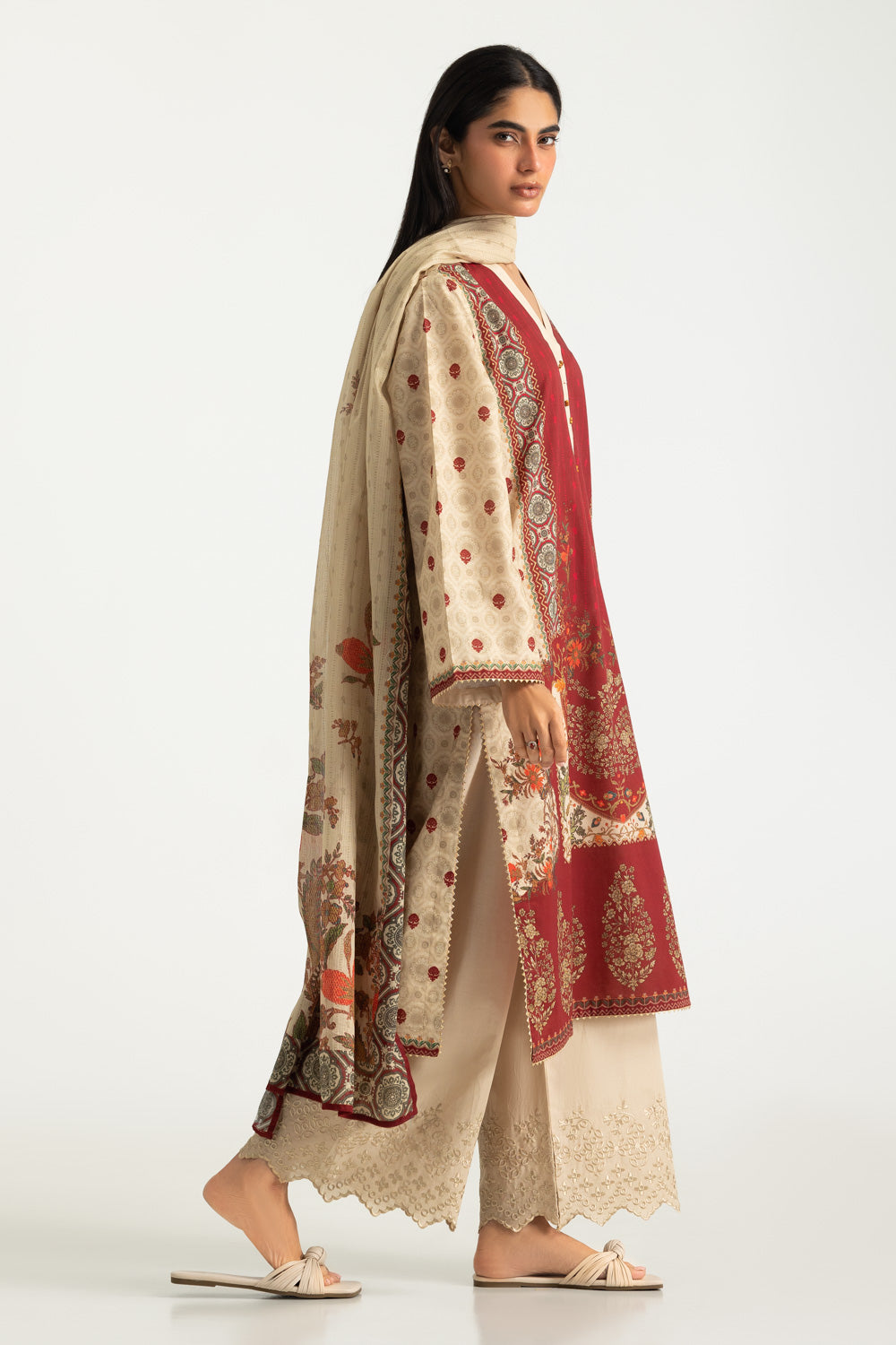 3PC Cotton Printed Suit