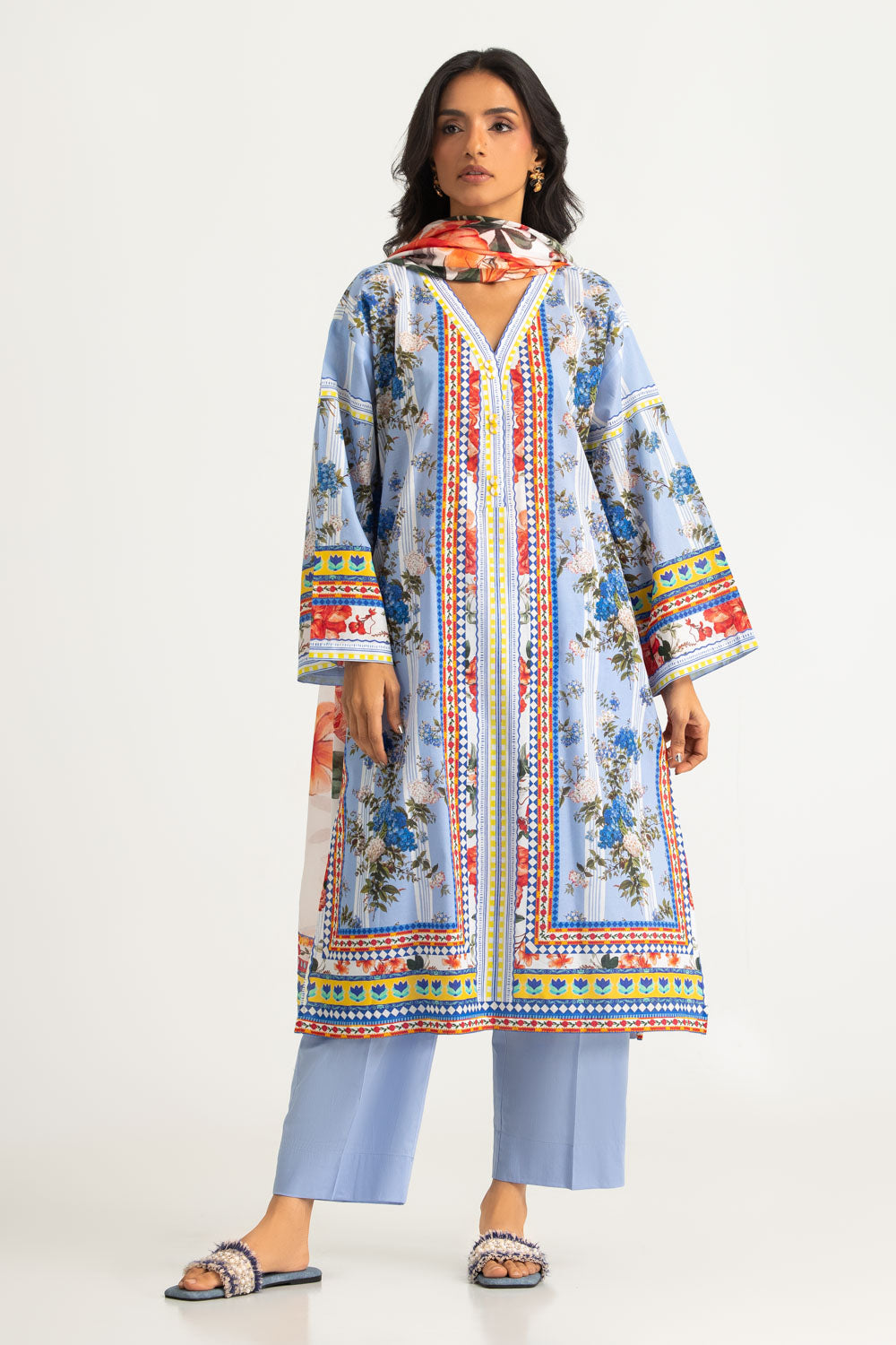 3PC Cotton Printed Suit