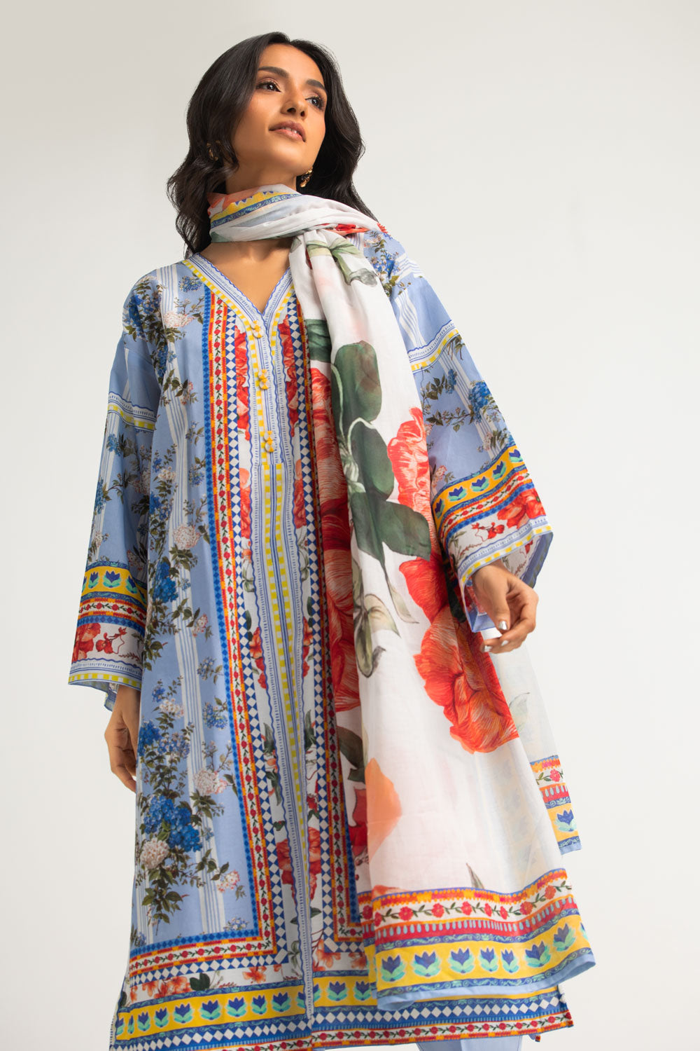 3PC Cotton Printed Suit