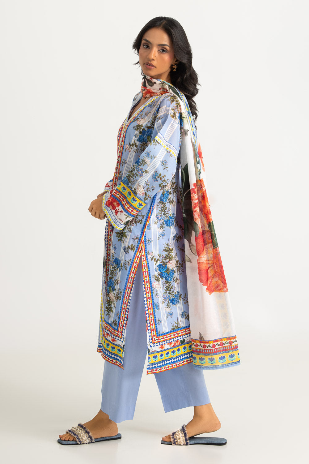 3PC Cotton Printed Suit