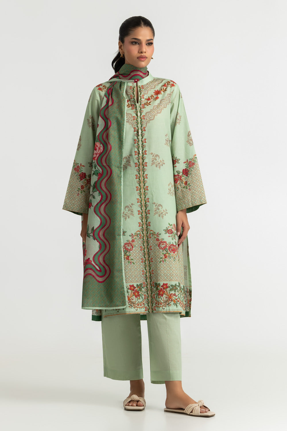 3PC Cotton Printed Suit