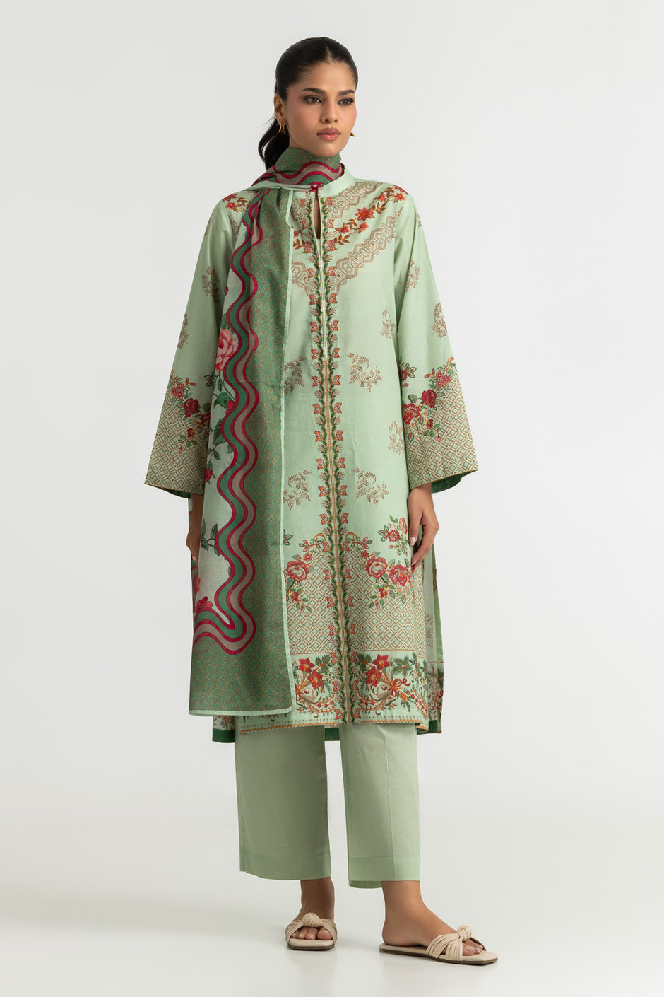 3PC Cotton Printed Suit