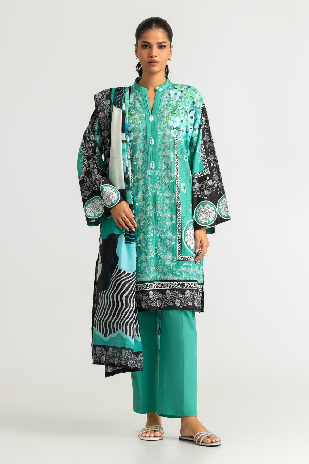 3PC Cotton Printed Suit