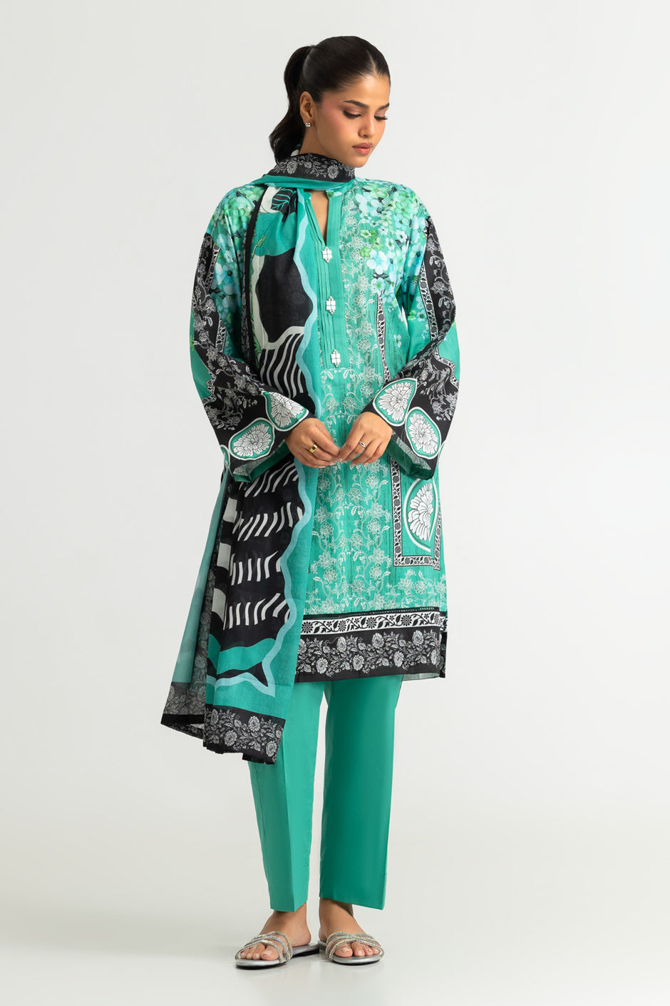 3PC Cotton Printed Suit