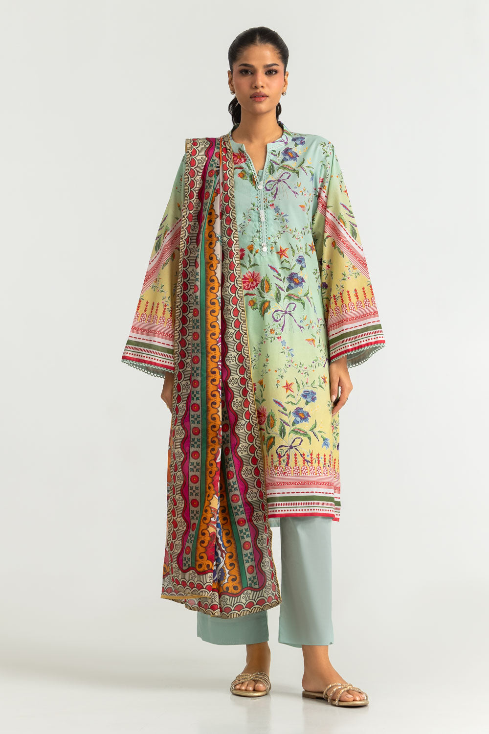 3PC Cotton Printed Suit