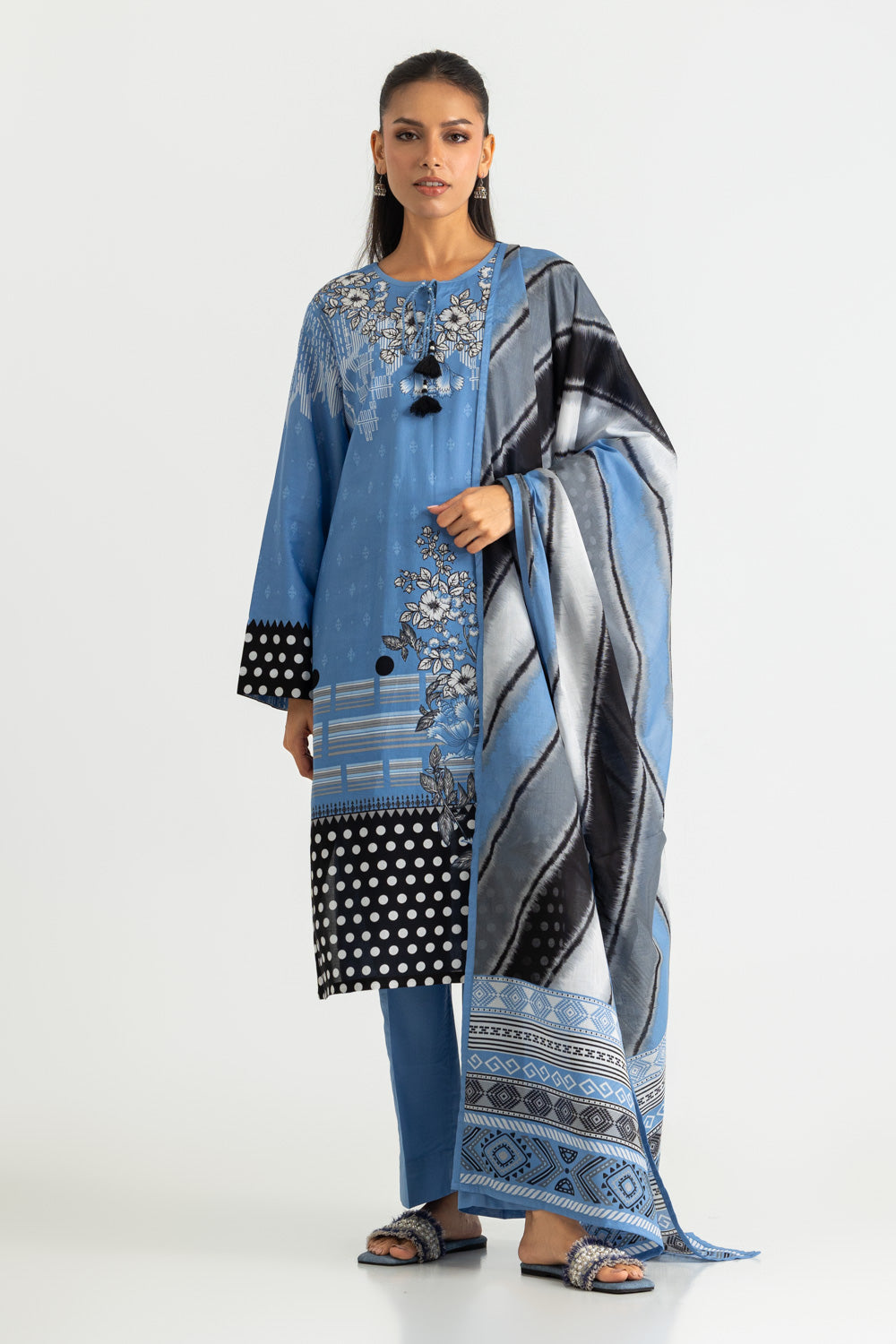 3PC Cotton Printed Suit