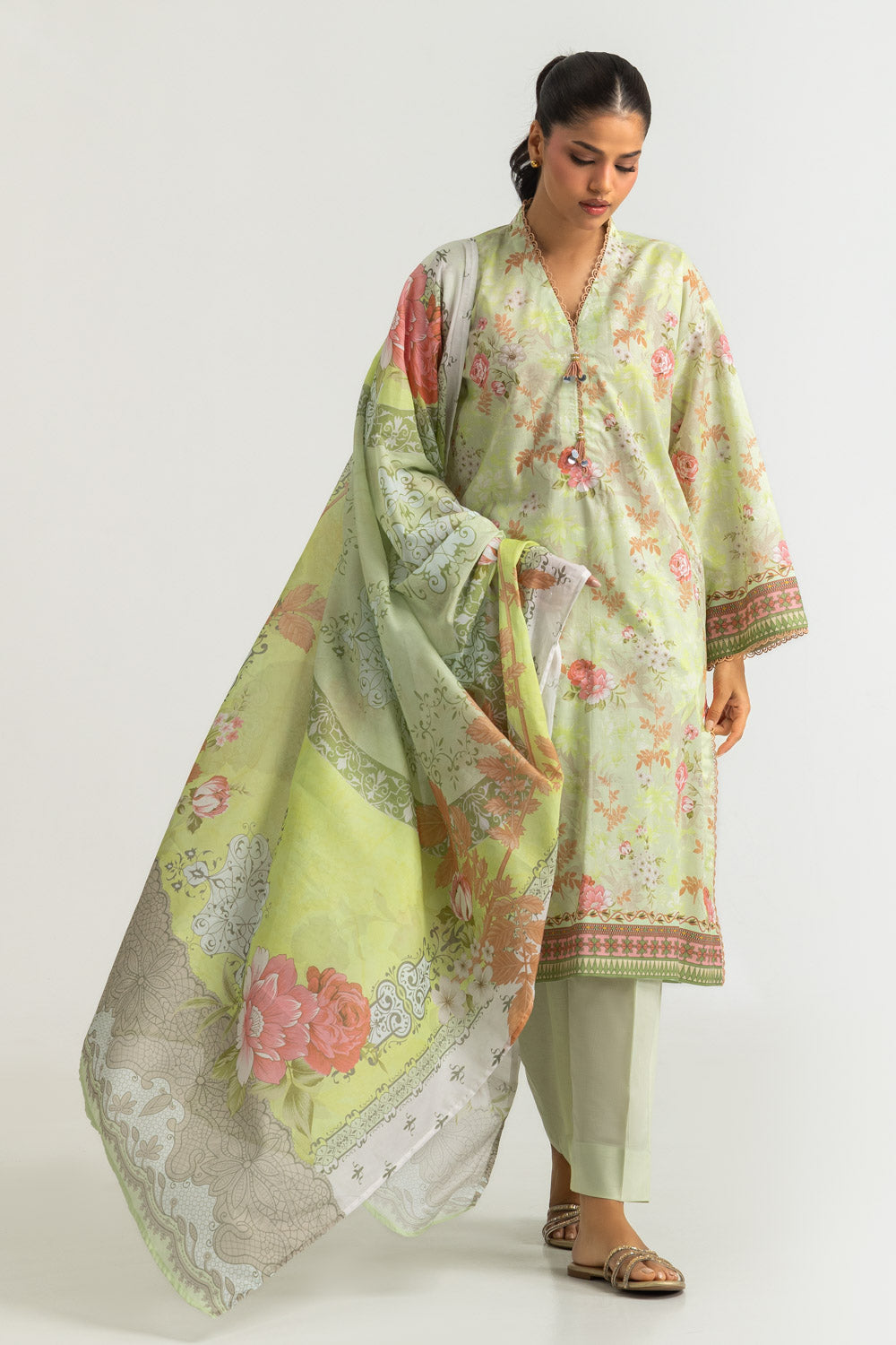 3PC Cotton Printed Suit