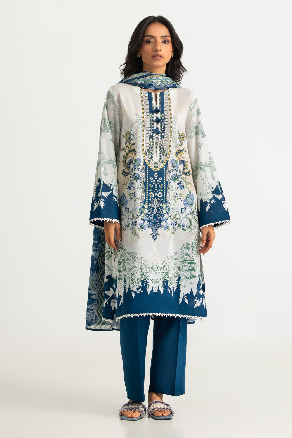 3PC Cotton Printed Suit