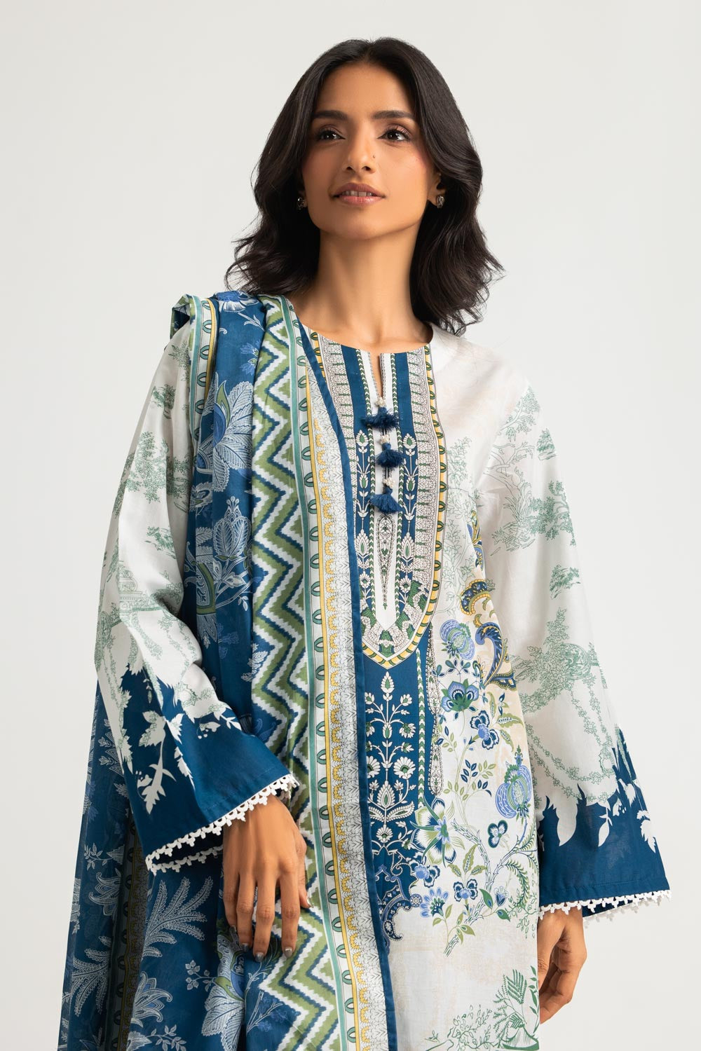 3PC Cotton Printed Suit
