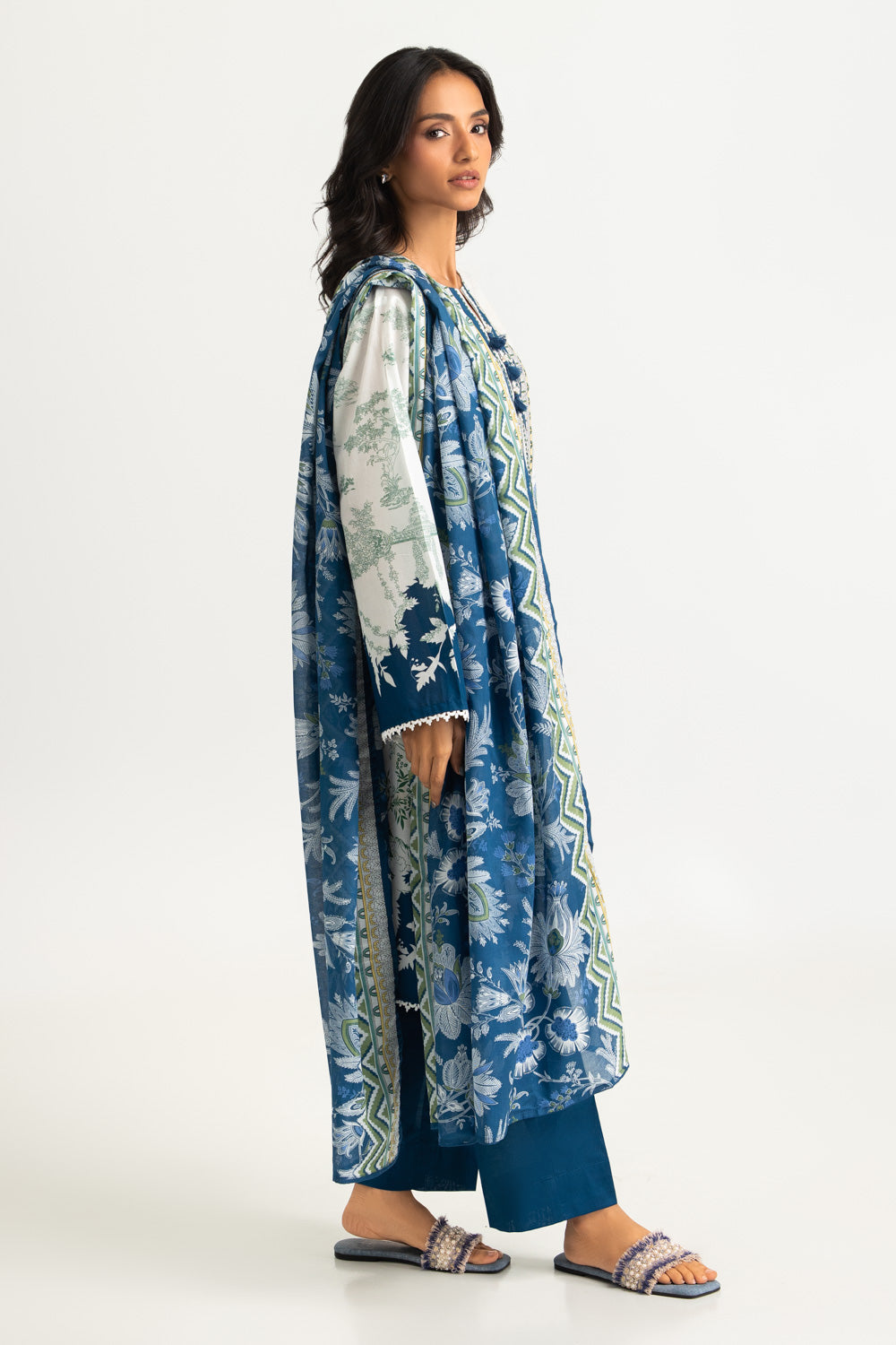 3PC Cotton Printed Suit