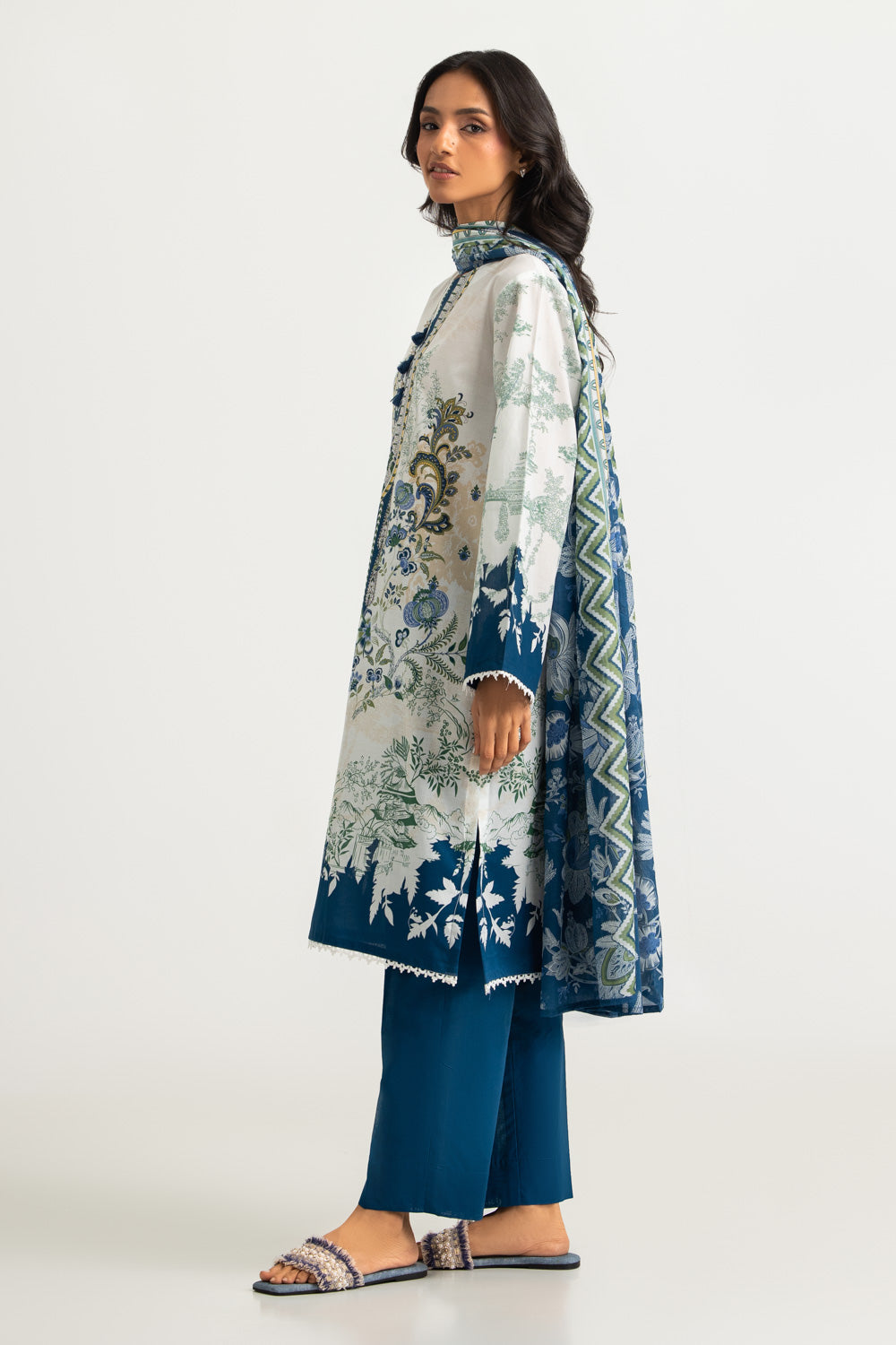 3PC Cotton Printed Suit