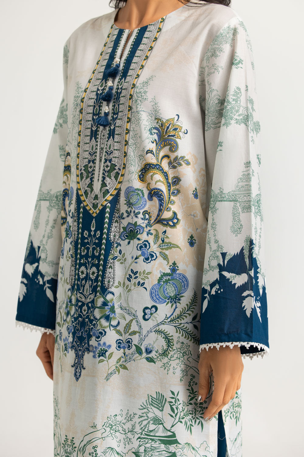3PC Cotton Printed Suit