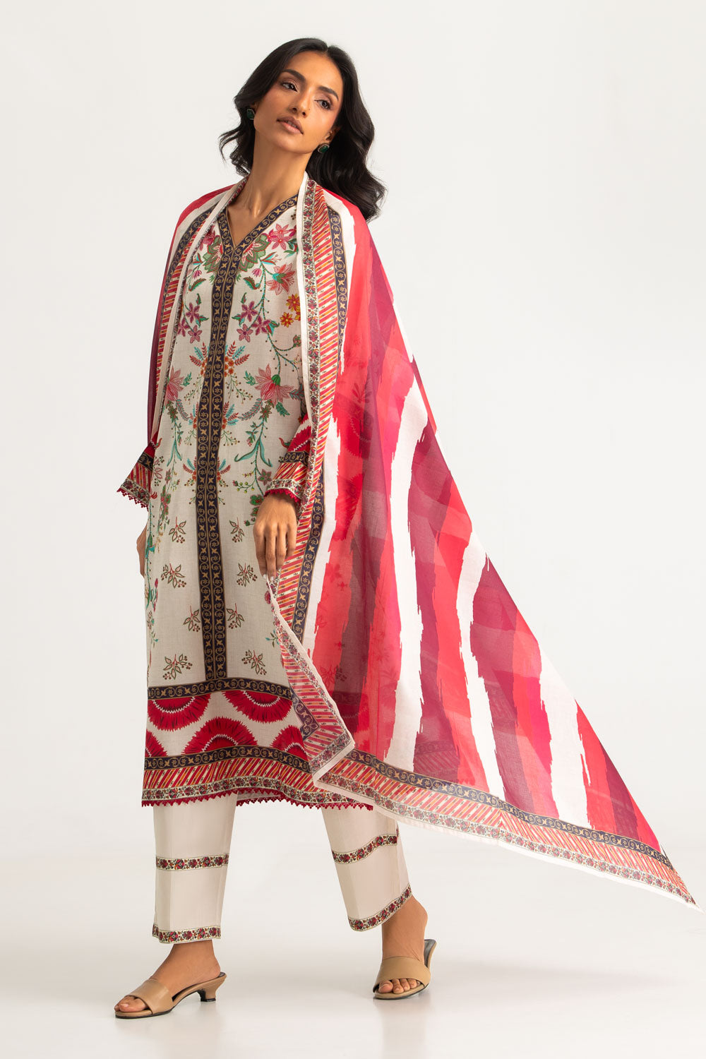 3PC Cotton Printed Suit