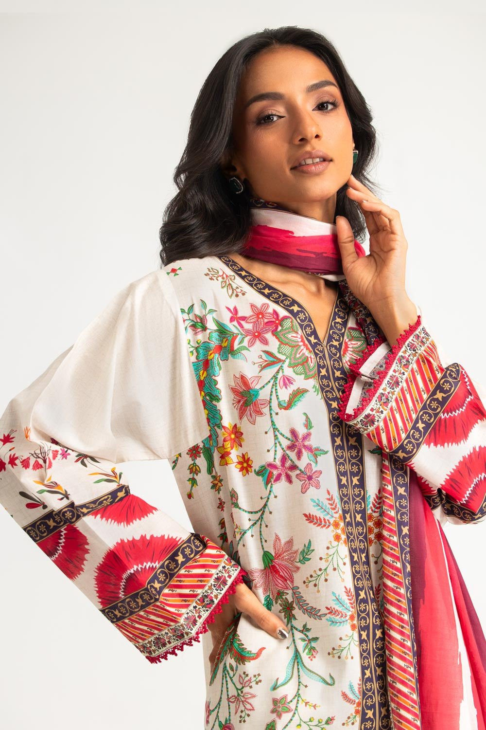 3PC Cotton Printed Suit