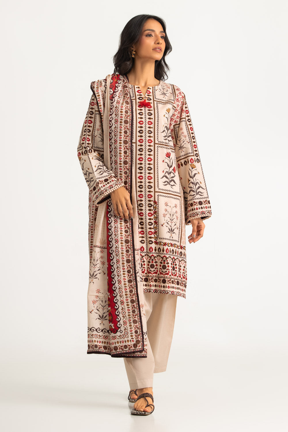 3PC Cotton Printed Suit