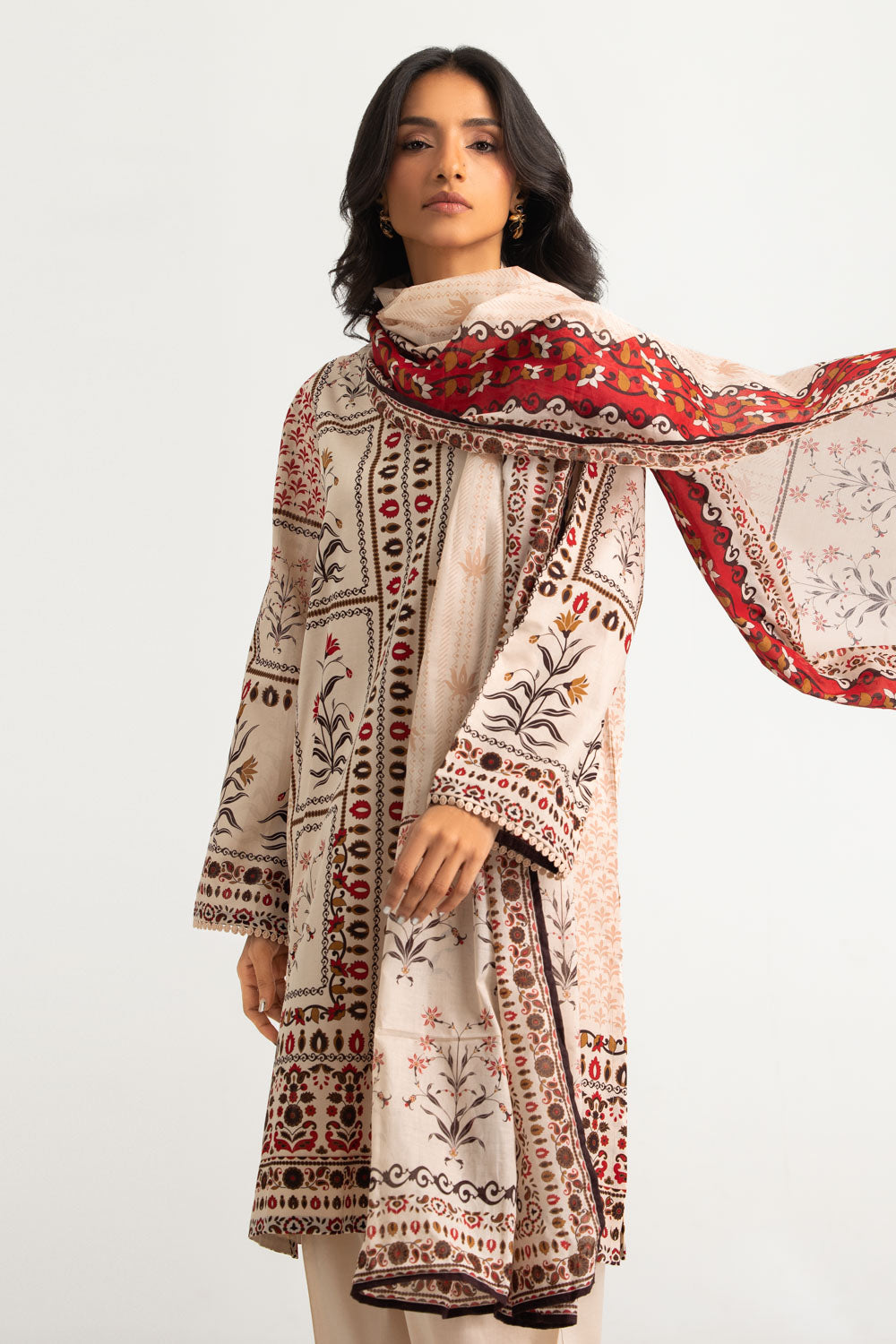 3PC Cotton Printed Suit