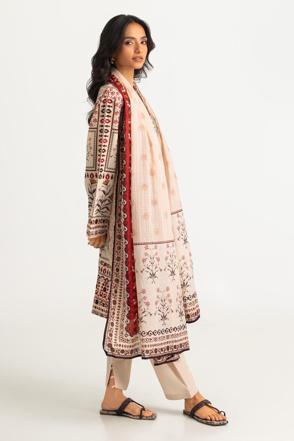 3PC Cotton Printed Suit