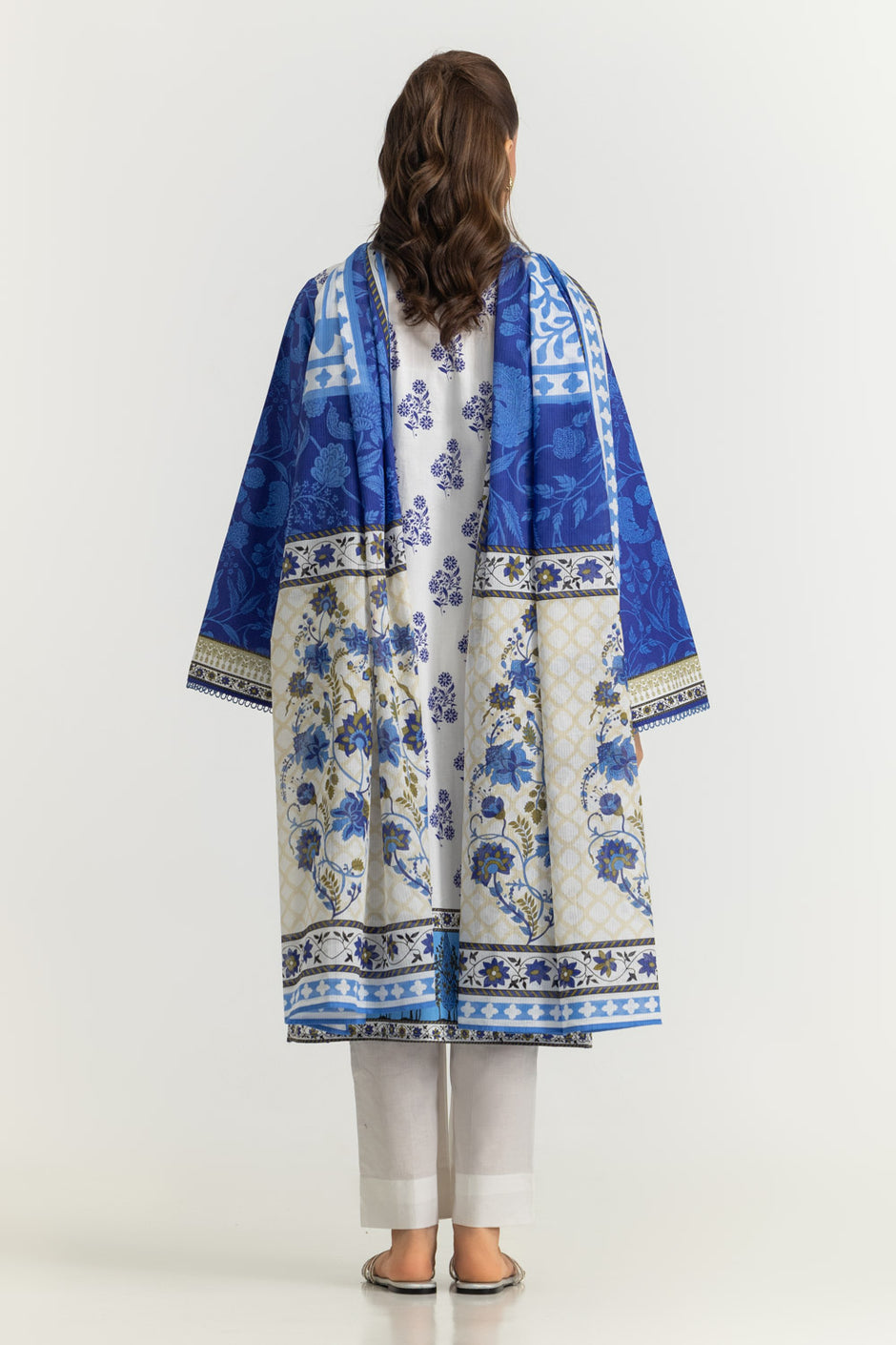 3PC Cotton Printed Suit With Embroidered