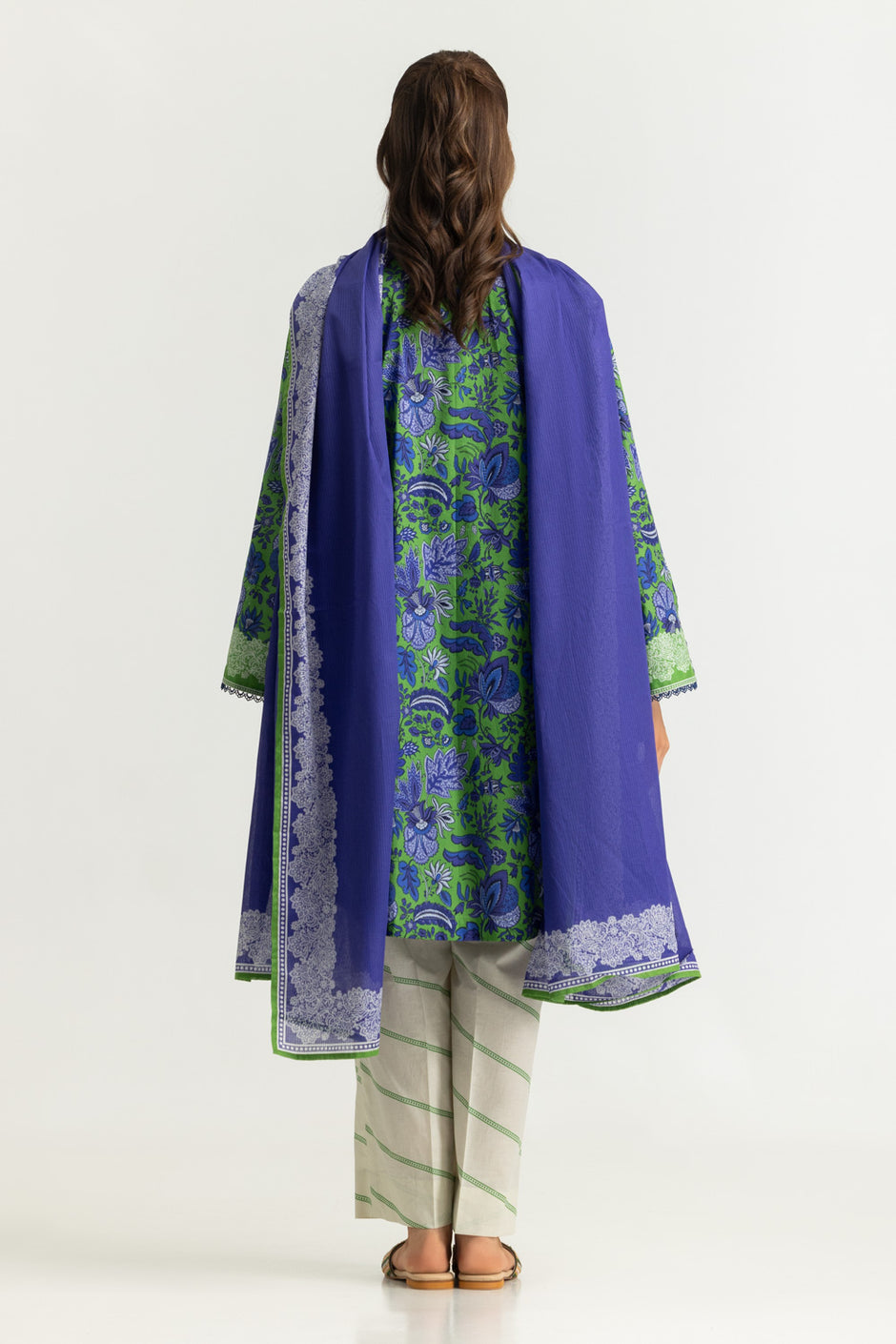 3PC Cotton Printed Suit With Embroidered