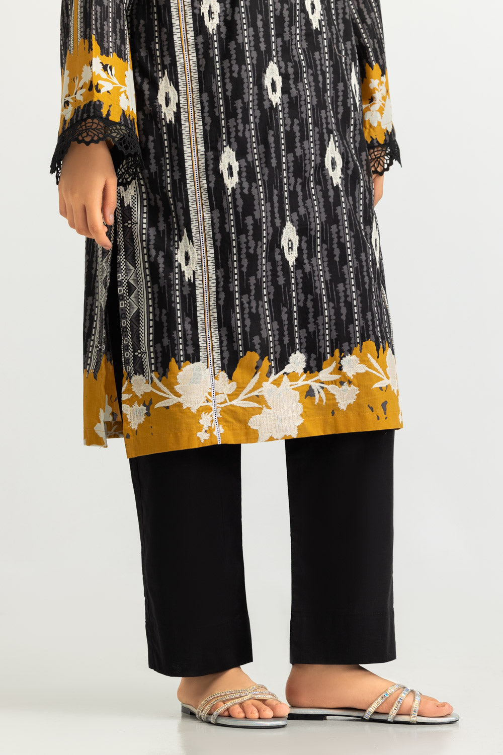 3PC Cotton Printed Suit With Embroidered