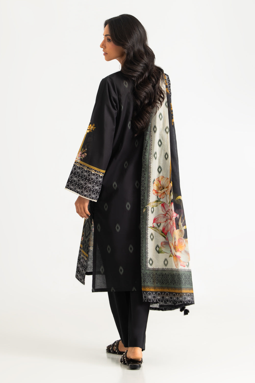 3PC Cotton Printed Suit with Embroidered