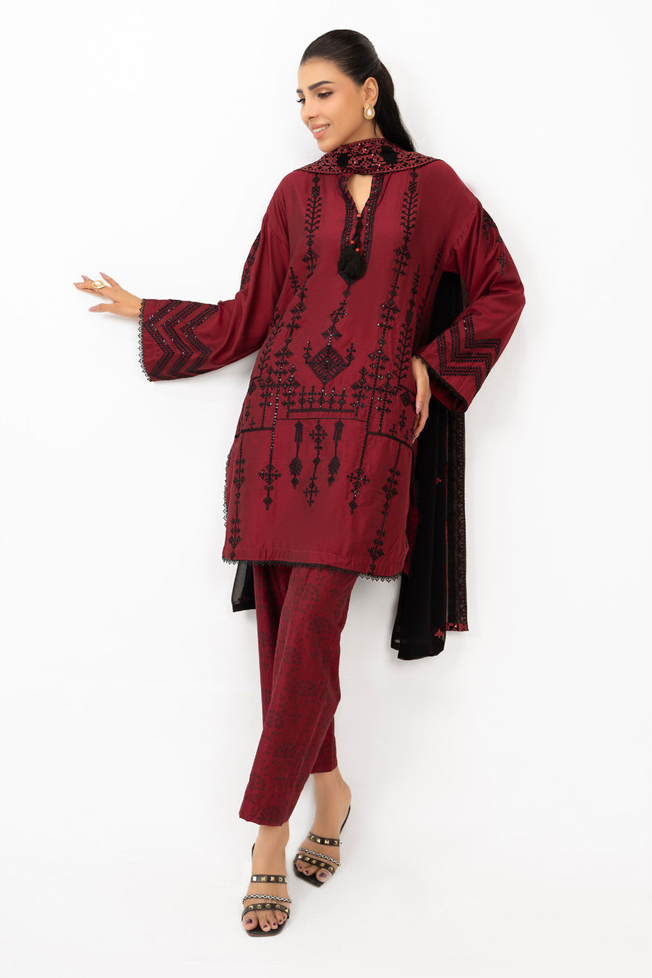 3PC Cotton Silk Embroidered Suit