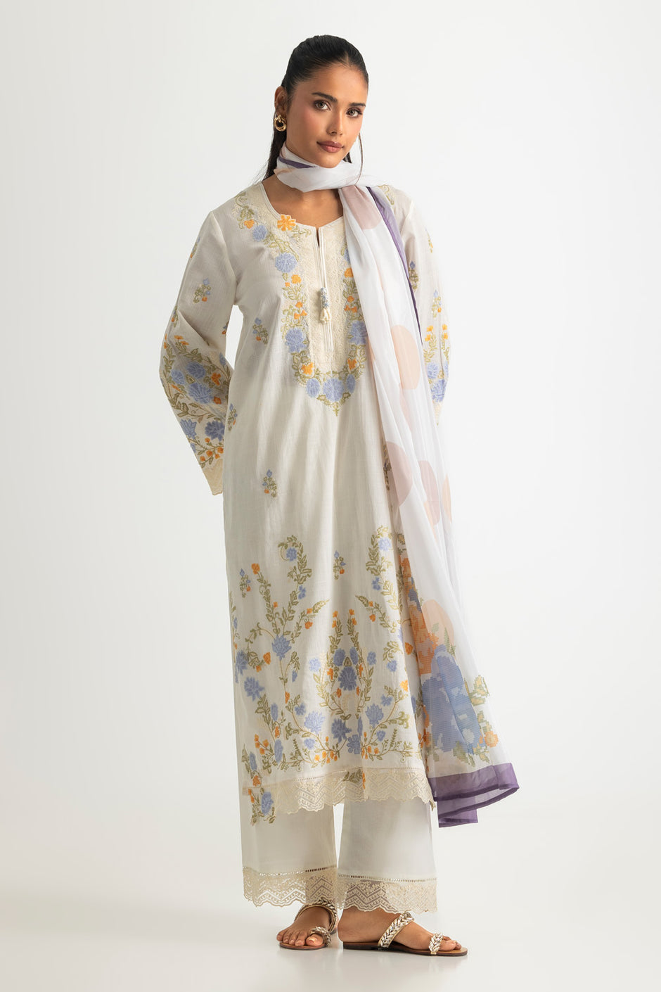 3PC Cross Hatch Embroidered Suit