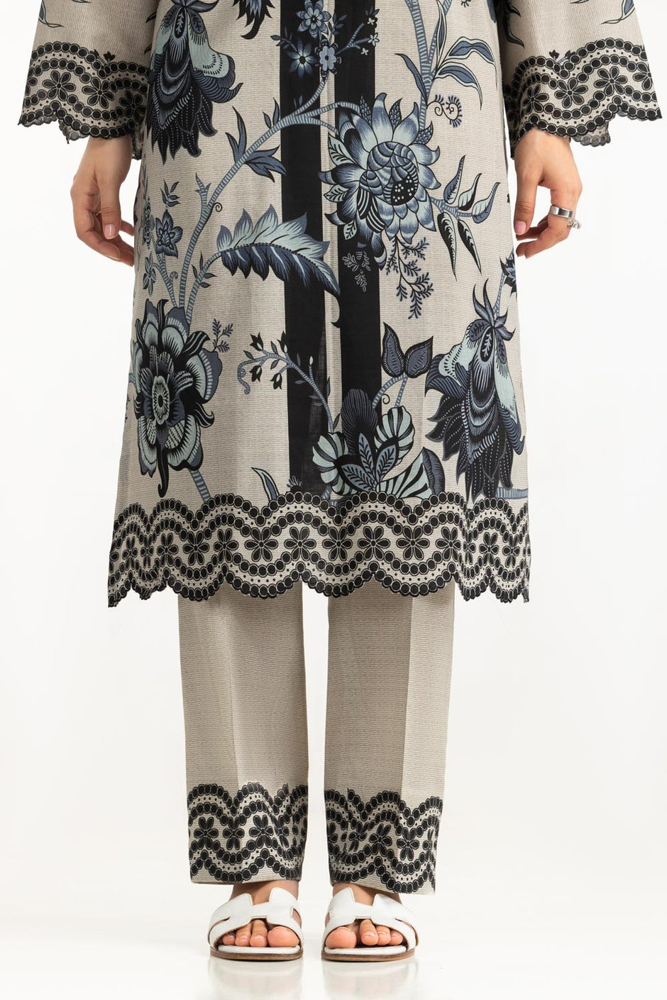 3PC Cross Hatch Printed Suit