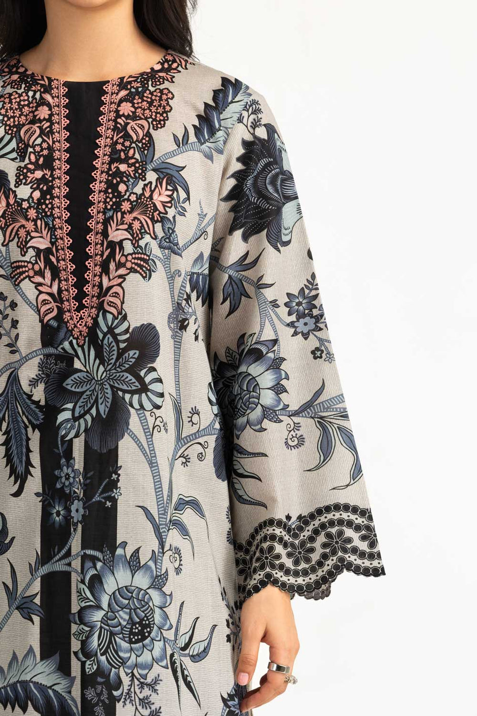 3PC Cross Hatch Printed Suit
